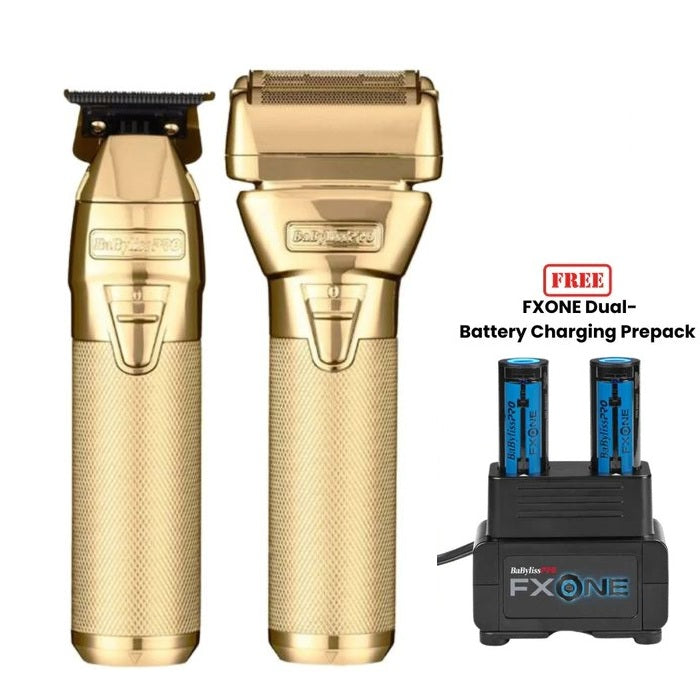 BaBylissPRO FXONE GoldFX TRIMMER & DBL FOIL SHAVER PREPACK (Bonus! Free Dual Charger) BaBylissPRO