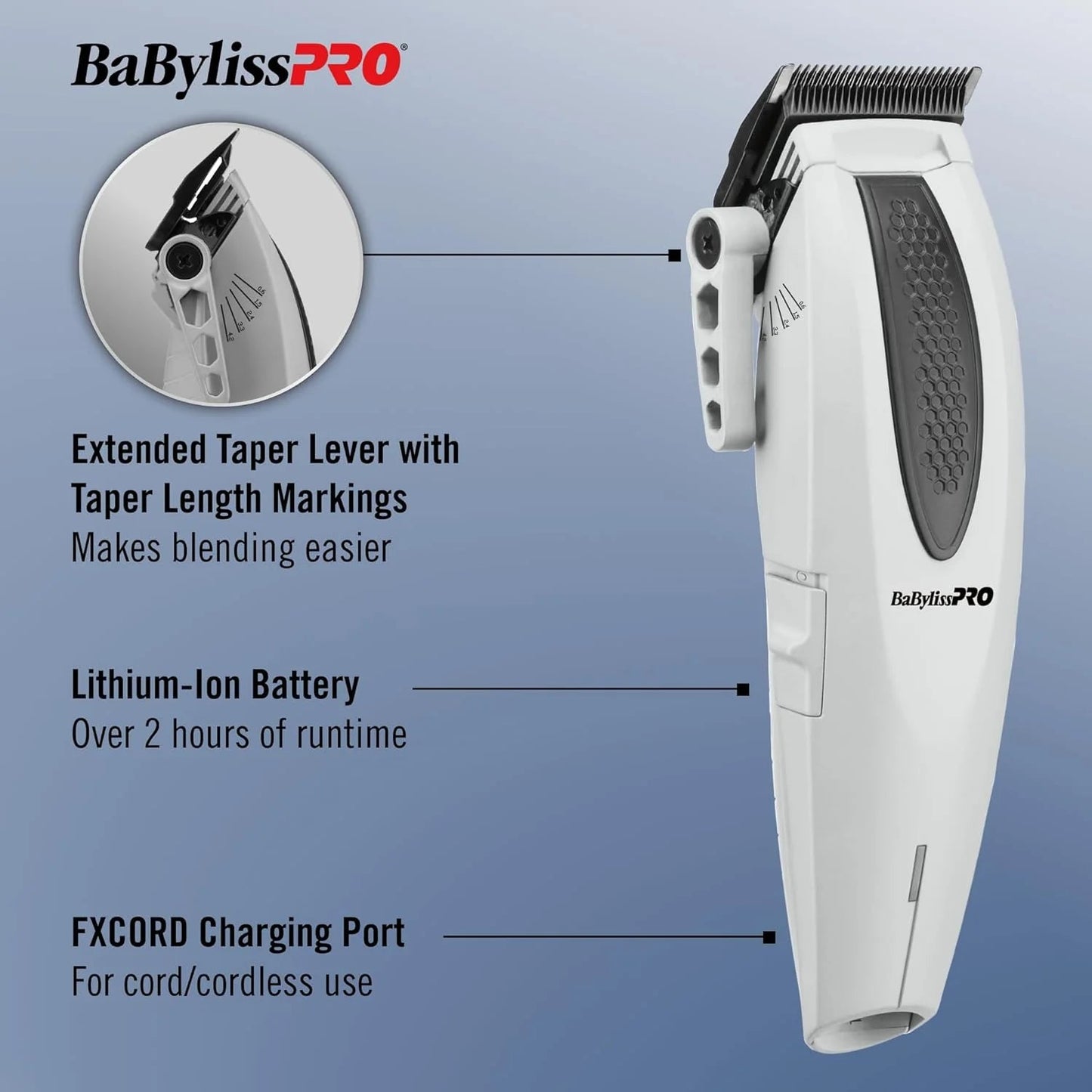 BaBylissPRO LithiumFX+ ERGONOMIC CLIPPER GRAY