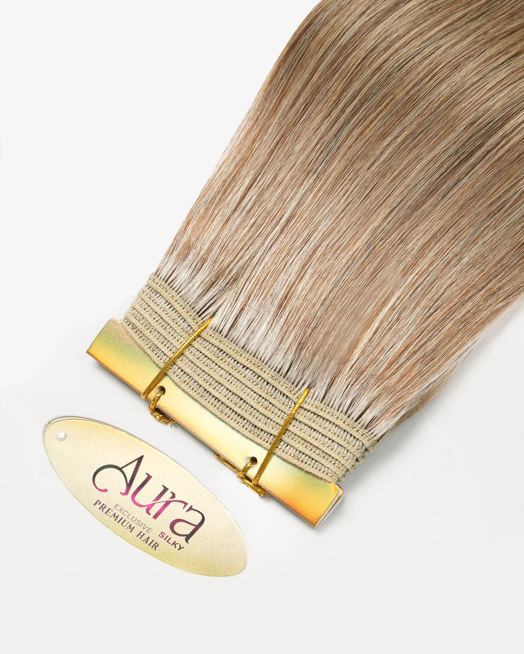Aura Weft Hair Extensions Medium Brown with Platinum Blonde #4/613