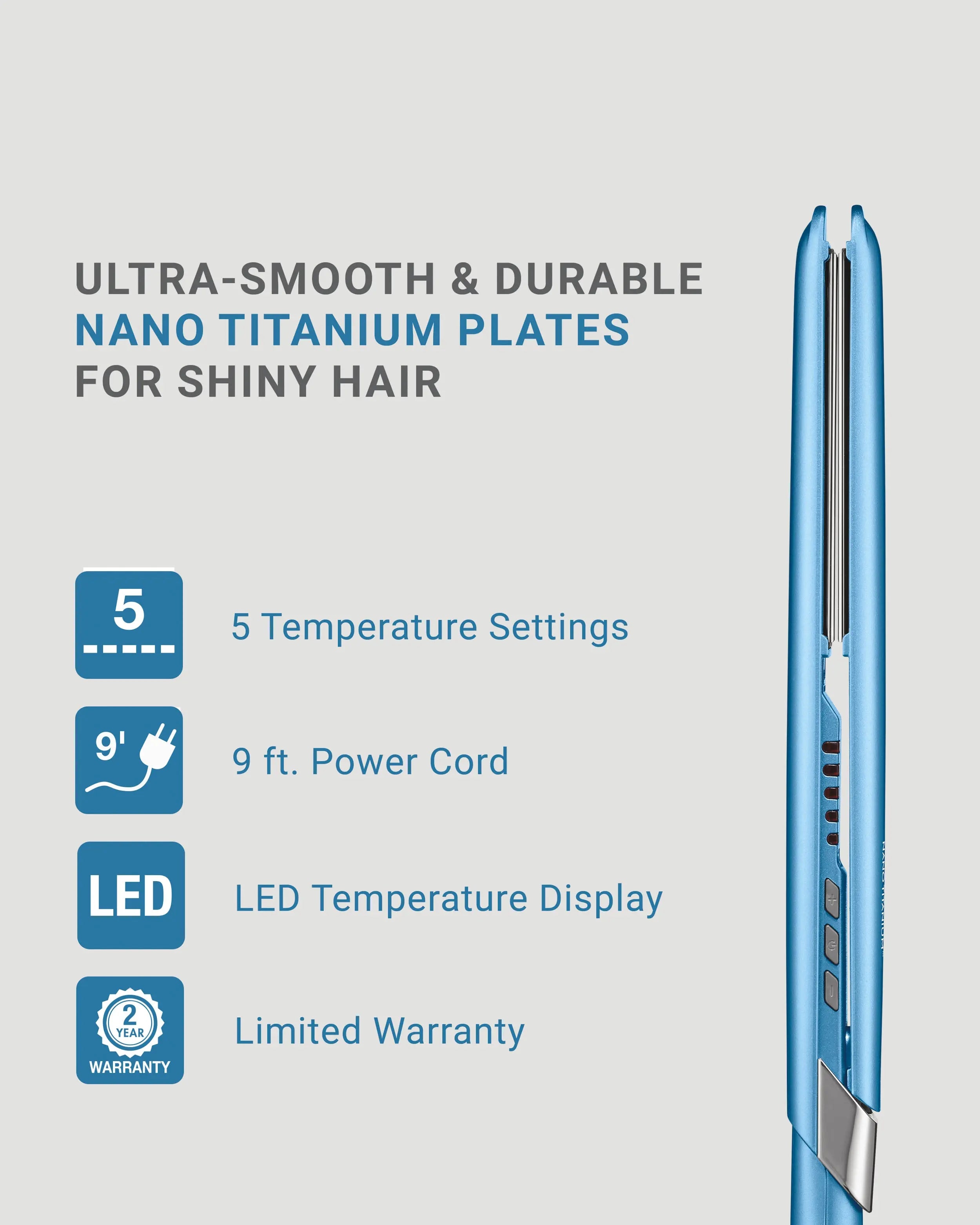 BaBylissPRO Nano Titanium 1" Ultra-Sleek Hair Straightener – Professional Flat Iron for Smooth, Shiny Styling