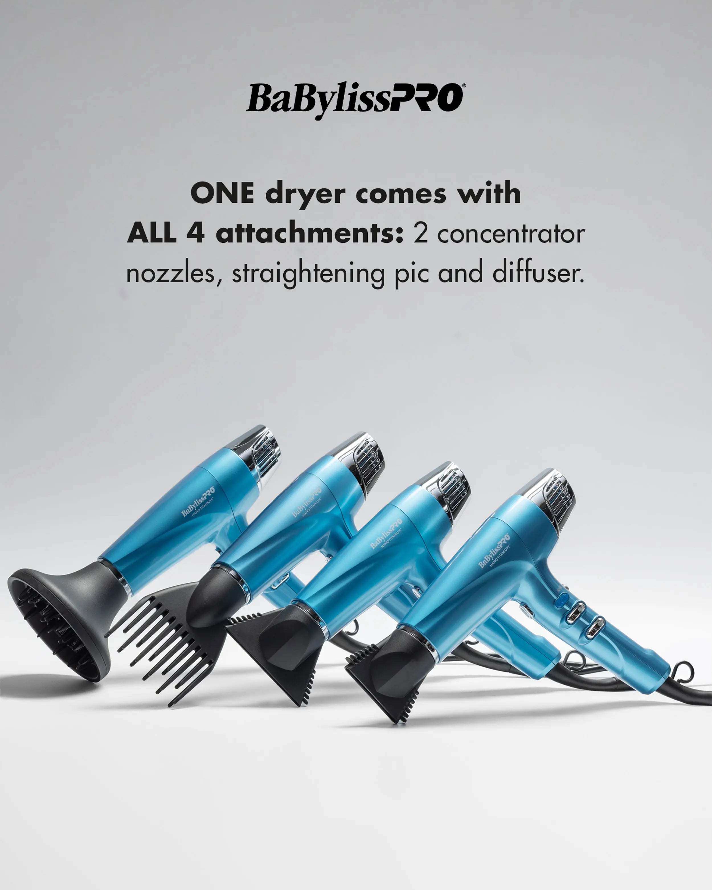 BaBylissPRO Nano Titanium Pro High-Speed Dual Ionic Dryer – 1875W Professional Hair Dryer with Adjustable Ion Control