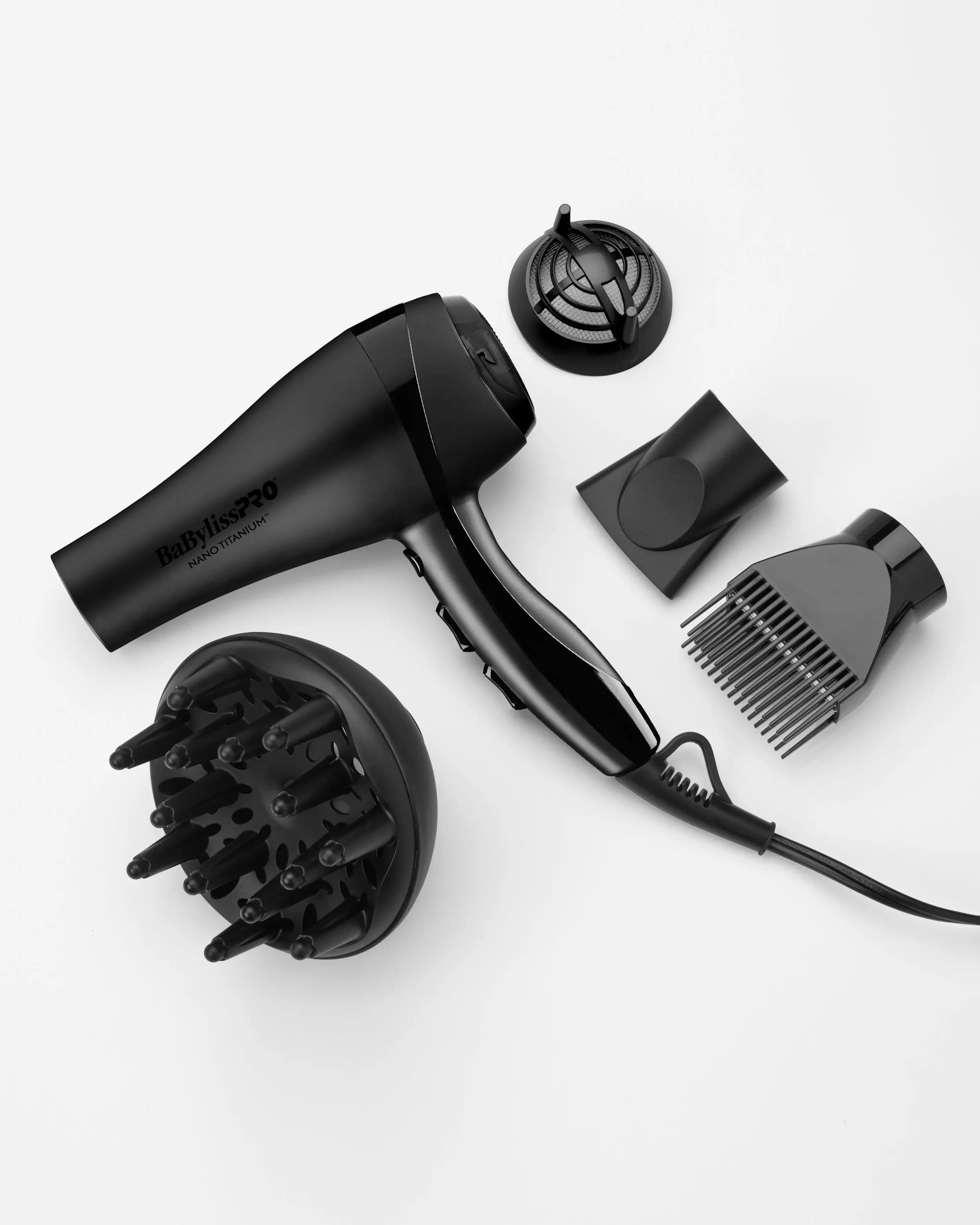 BaBylissPRO Nano Titanium Professional Ionic Dryer Matte Black – 2000W High-Power Hair Dryer