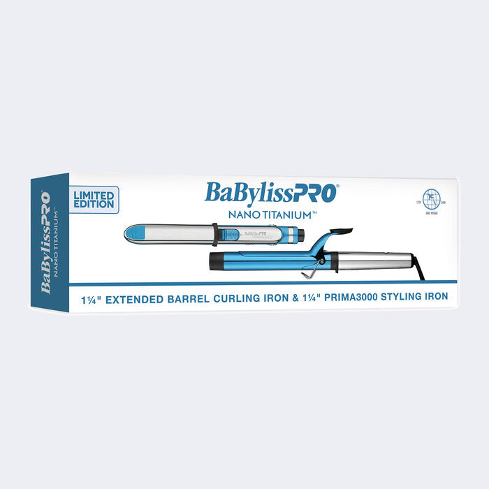 BaBylissPRO NANO TITANIUM 1¼” PRIMA3000 & 1¼" EXTENDED BARREL CURLING IRON SET