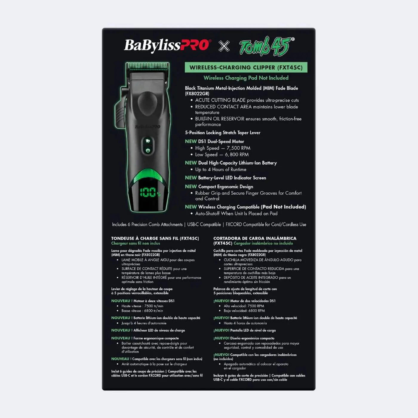 BaBylissPRO x Tomb45 Wireless-Charging Hair Clipper