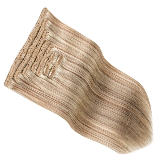CLIP-IN EXTENSIONS 7PCS FULL COLOR#F4.613-Medium Brown with Platinum Blonde-Morado Hair