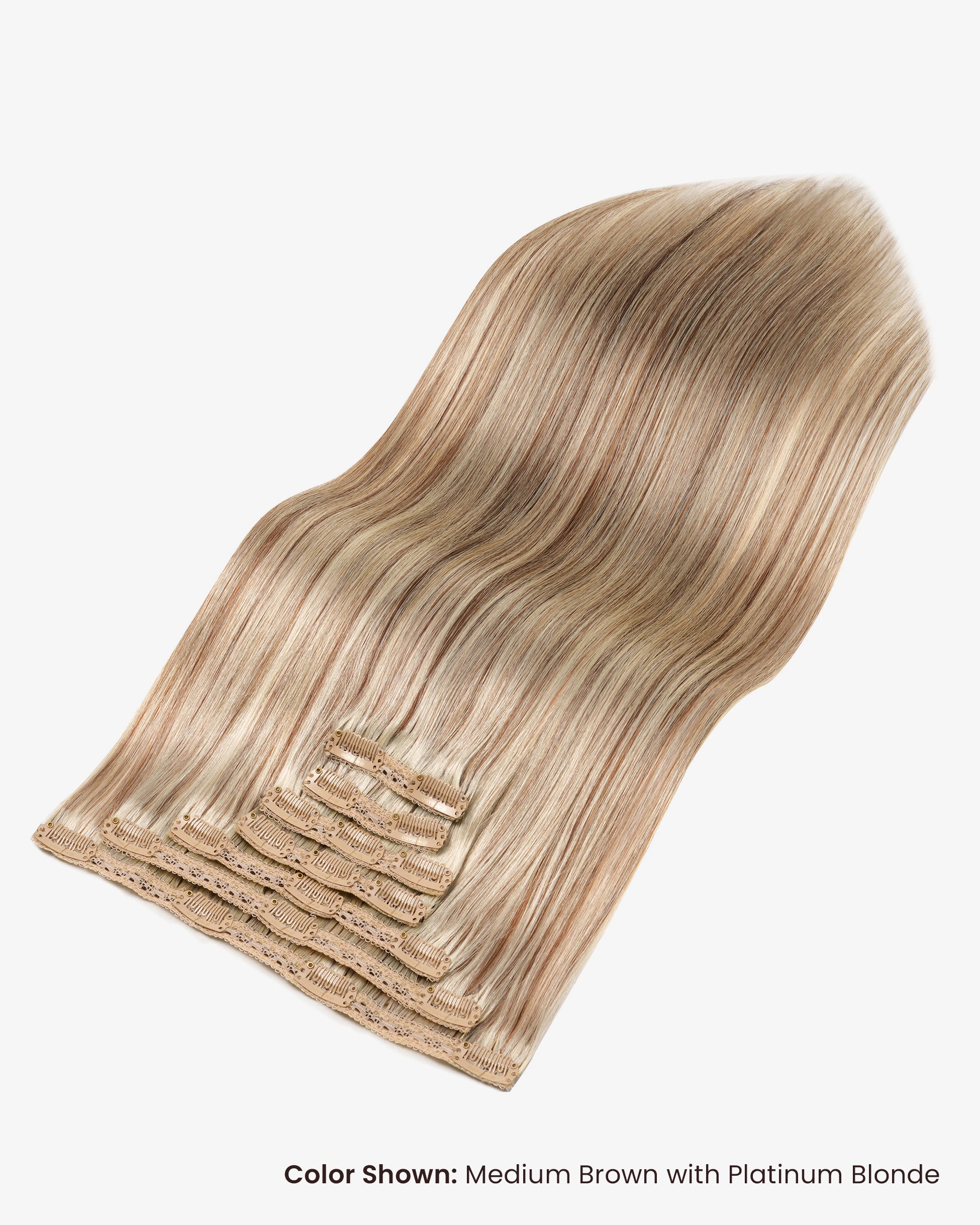 Clip-In Hair Extensions Medium Brown with Honey Blonde #4/27