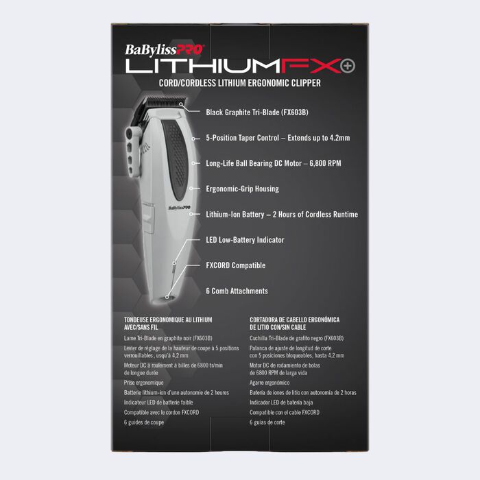 BaBylissPRO LithiumFX+ ERGONOMIC CLIPPER GRAY