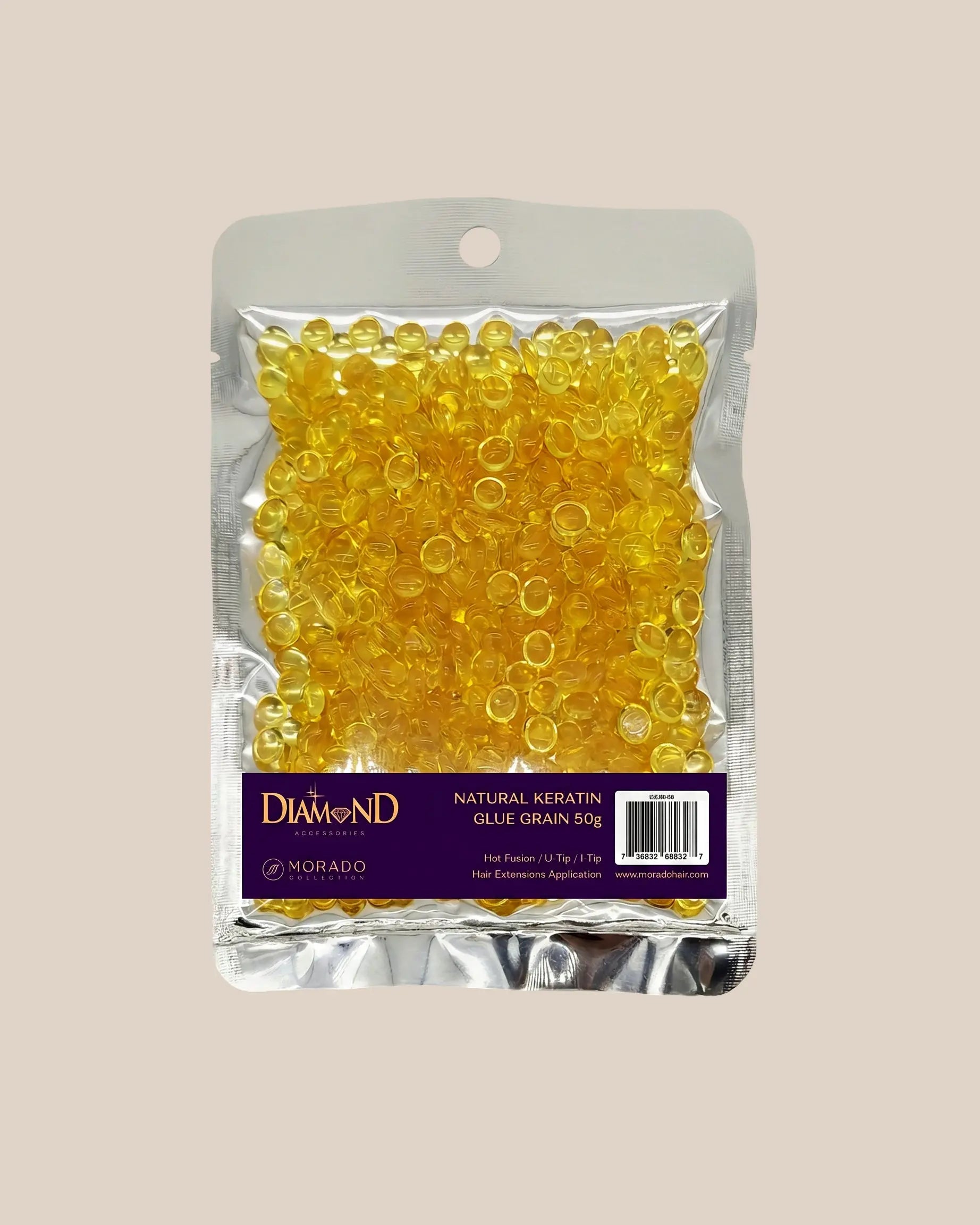 Diamond Natural Keratin Glue Grain 50g – Heat Activated Bonding Adhesive for Hair Extensions (Amber)