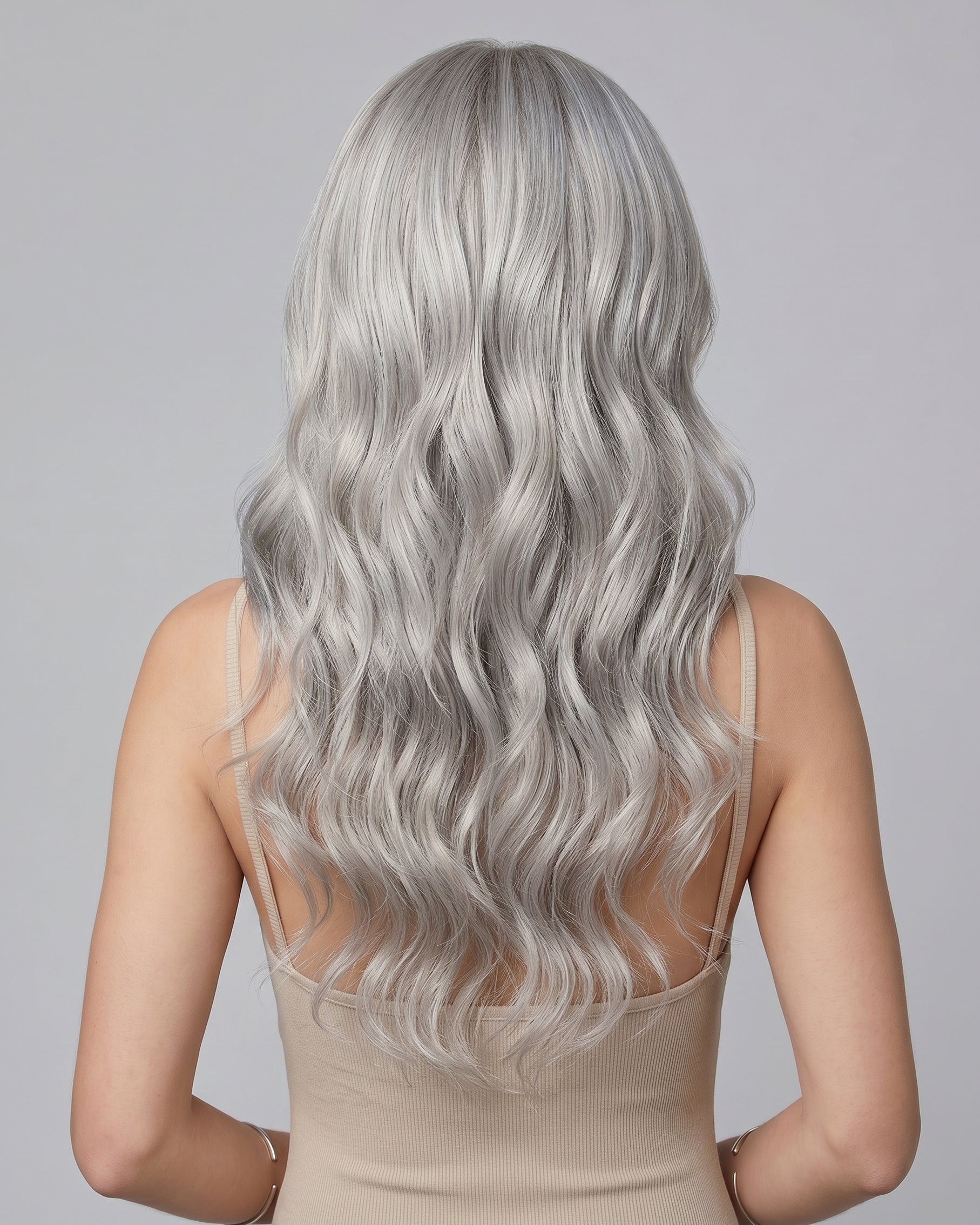 Remy Human Hair Extension Cool Silver Gray