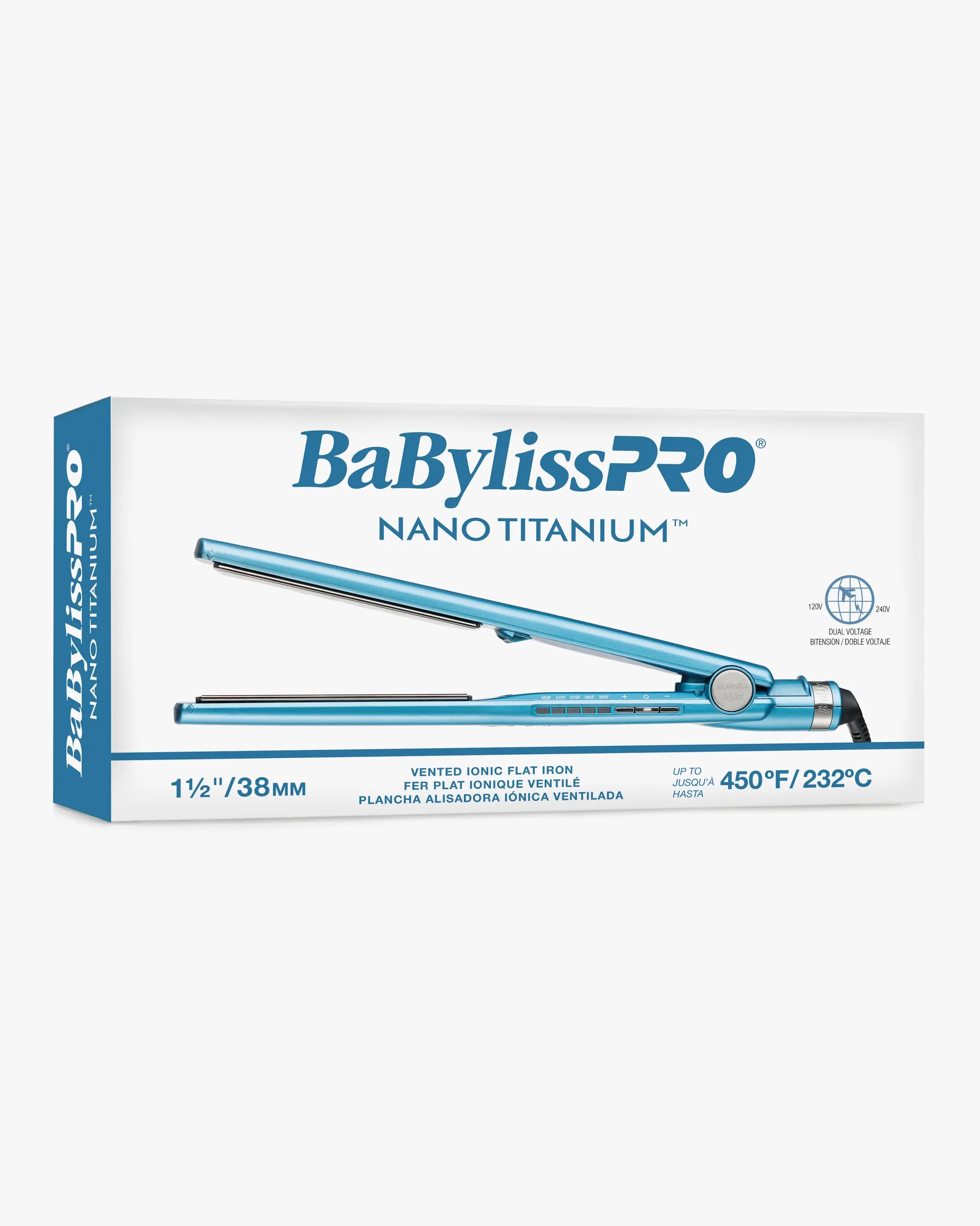 BaBylissPRO Nano Titanium 1.5” Vented Ionic Flat Iron – Wide Plate Hair Straightener for Fast, Smooth Styling