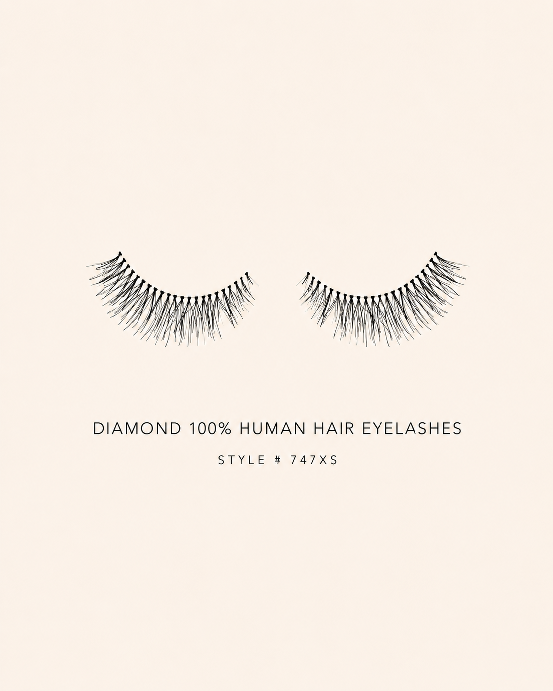 Diamond 100% Human Hair Eyelashes Style #747XS – Handmade, Natural Look, Soft Bands, Reusable Lashes