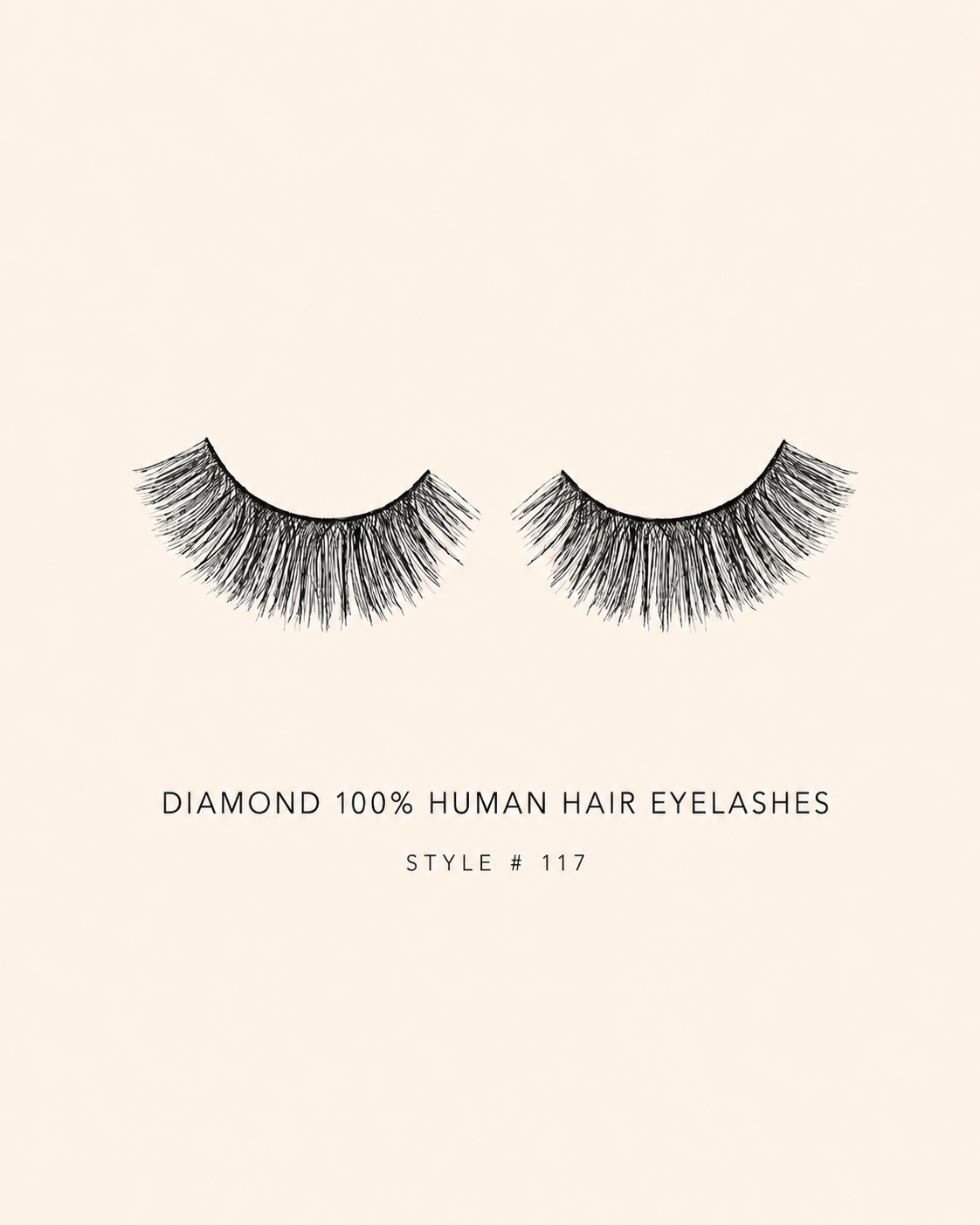 Diamond 100% Human Hair Eyelashes Style #117 – Handmade, Natural Look, Soft Bands, Reusable Lashes
