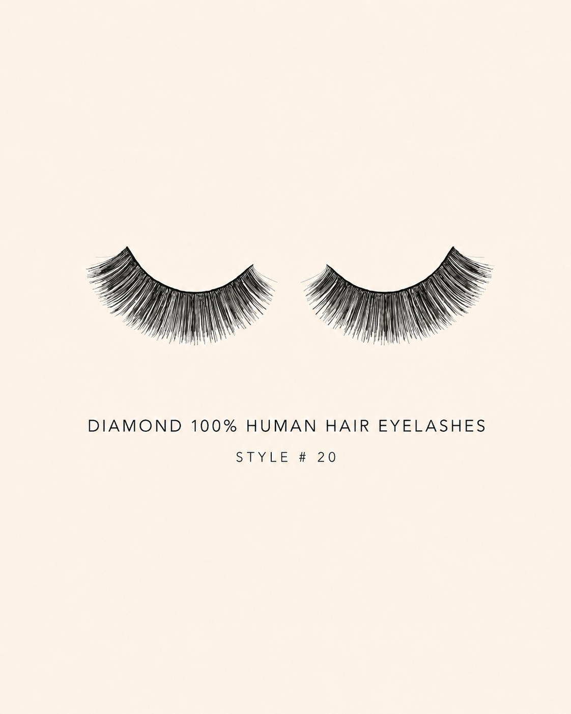 Diamond 100% Human Hair Eyelashes Style #20 – Handmade, Natural Look, Soft Bands, Reusable Lashes