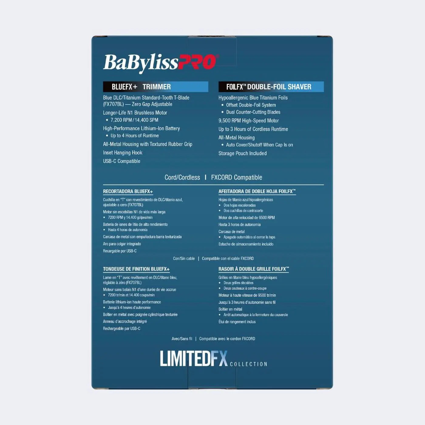 BaBylissPRO LIMITEDFX BLACK & BLUE TRIMMER & DOUBLE FOIL SHAVER COMBO BaBylissPRO