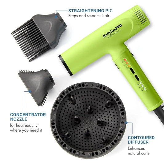 BaBylissPRO NANO TITANIUM NEON YELLOW LIGHT IONIC HIGH-SPEED DRYER BaBylissPro