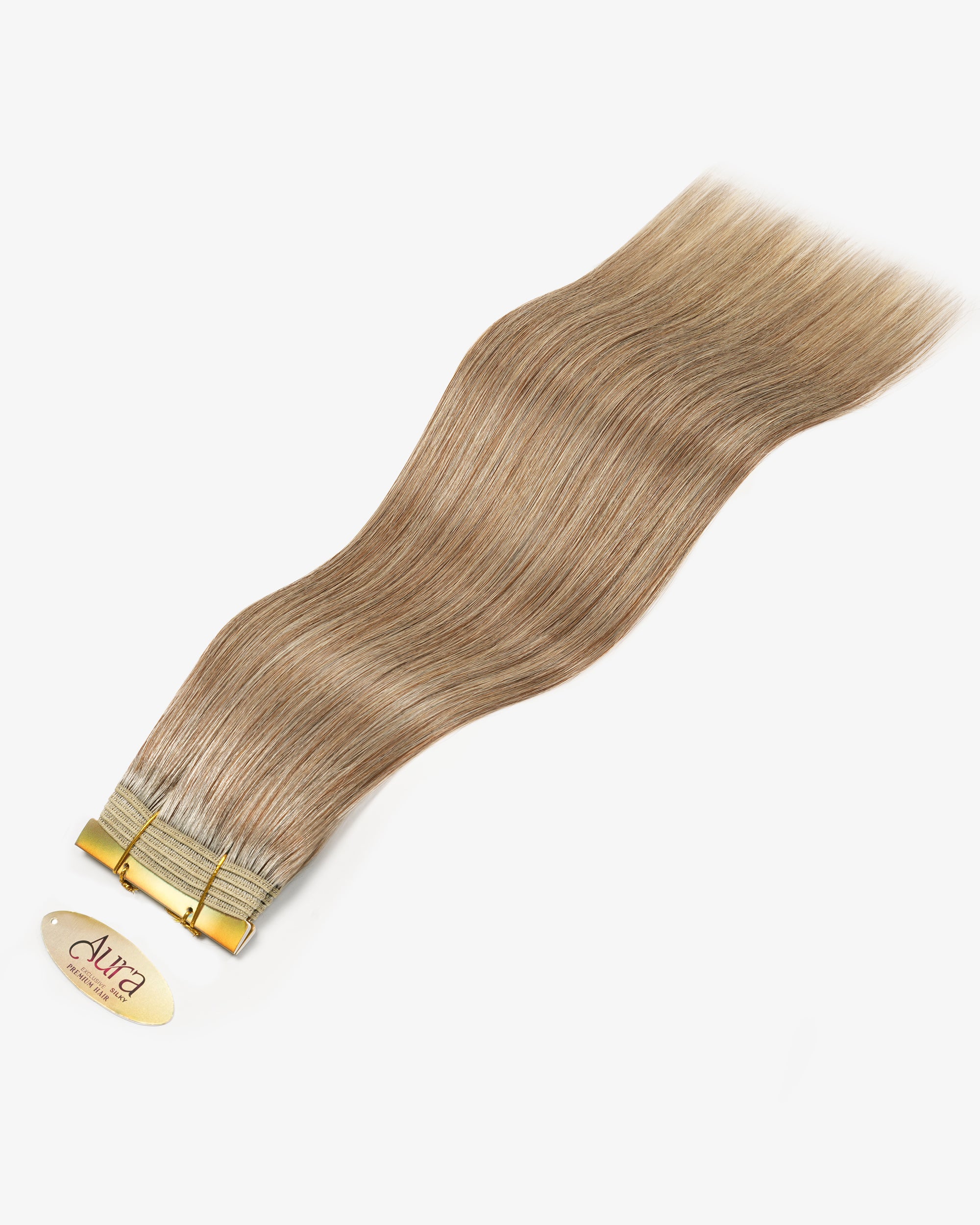 Aura Weft Hair Extensions Medium Brown with Platinum Blonde #4/613