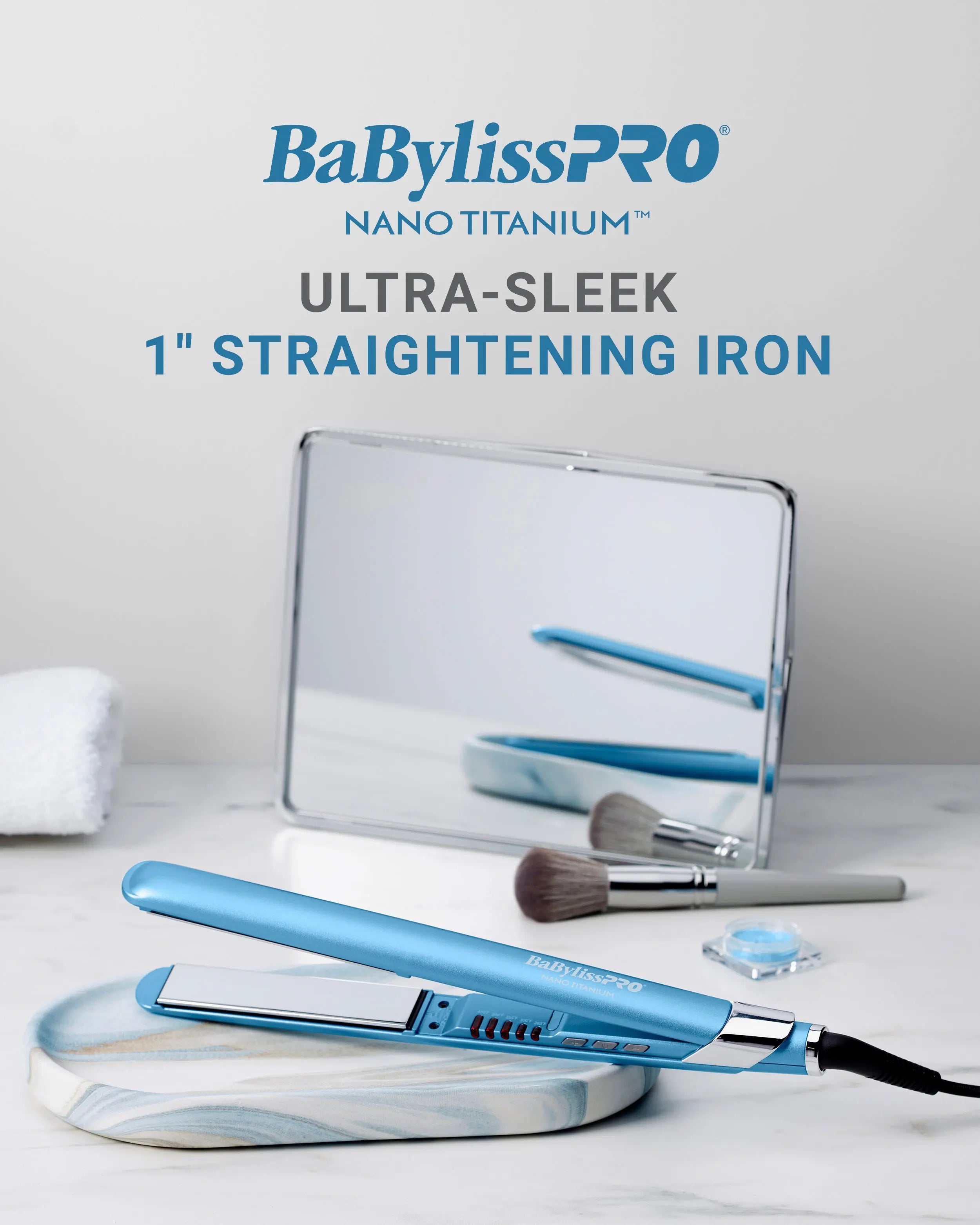 BaBylissPRO Nano Titanium 1" Ultra-Sleek Hair Straightener – Professional Flat Iron for Smooth, Shiny Styling