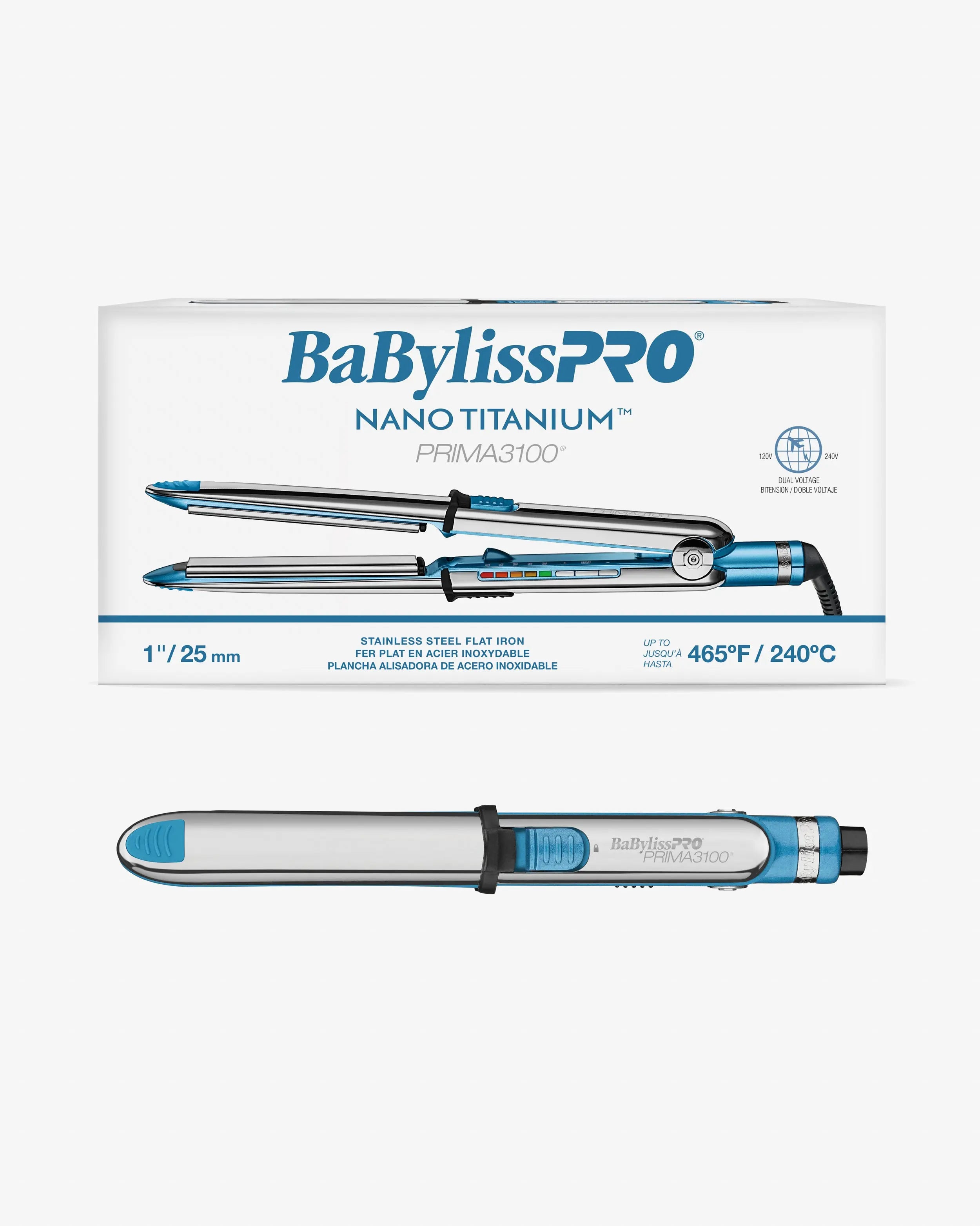 BaBylissPRO Nano Titanium Prima3100 1" Ionic Styling Iron – 3-in-1 Professional Flat Iron for Straight, Wave & Curl