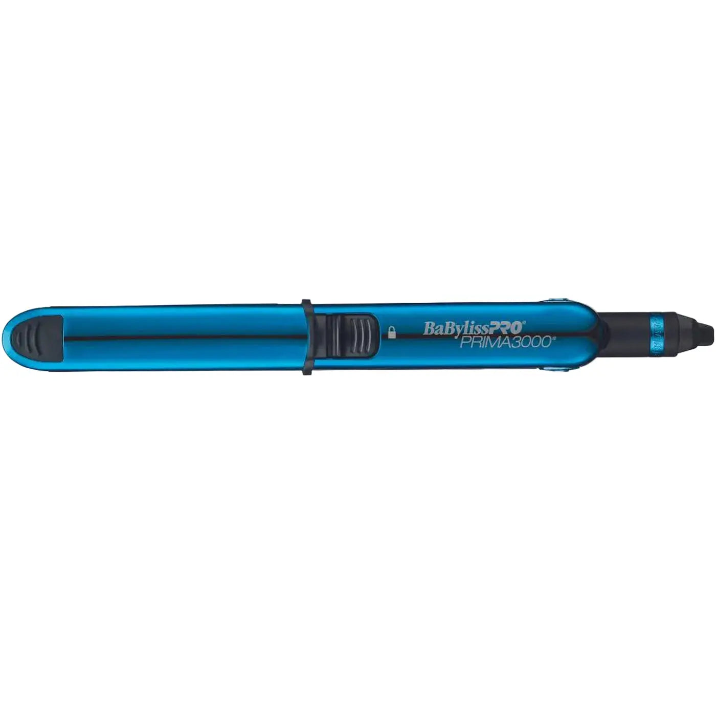 Blue BaBylissPRO hair straightener on a light gray background