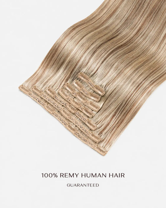 CLIP-IN EXTENSIONS 7PCS CLOSE-UP COLOR#F4.613-Medium Brown with Platinum Blonde-Morado Hair
