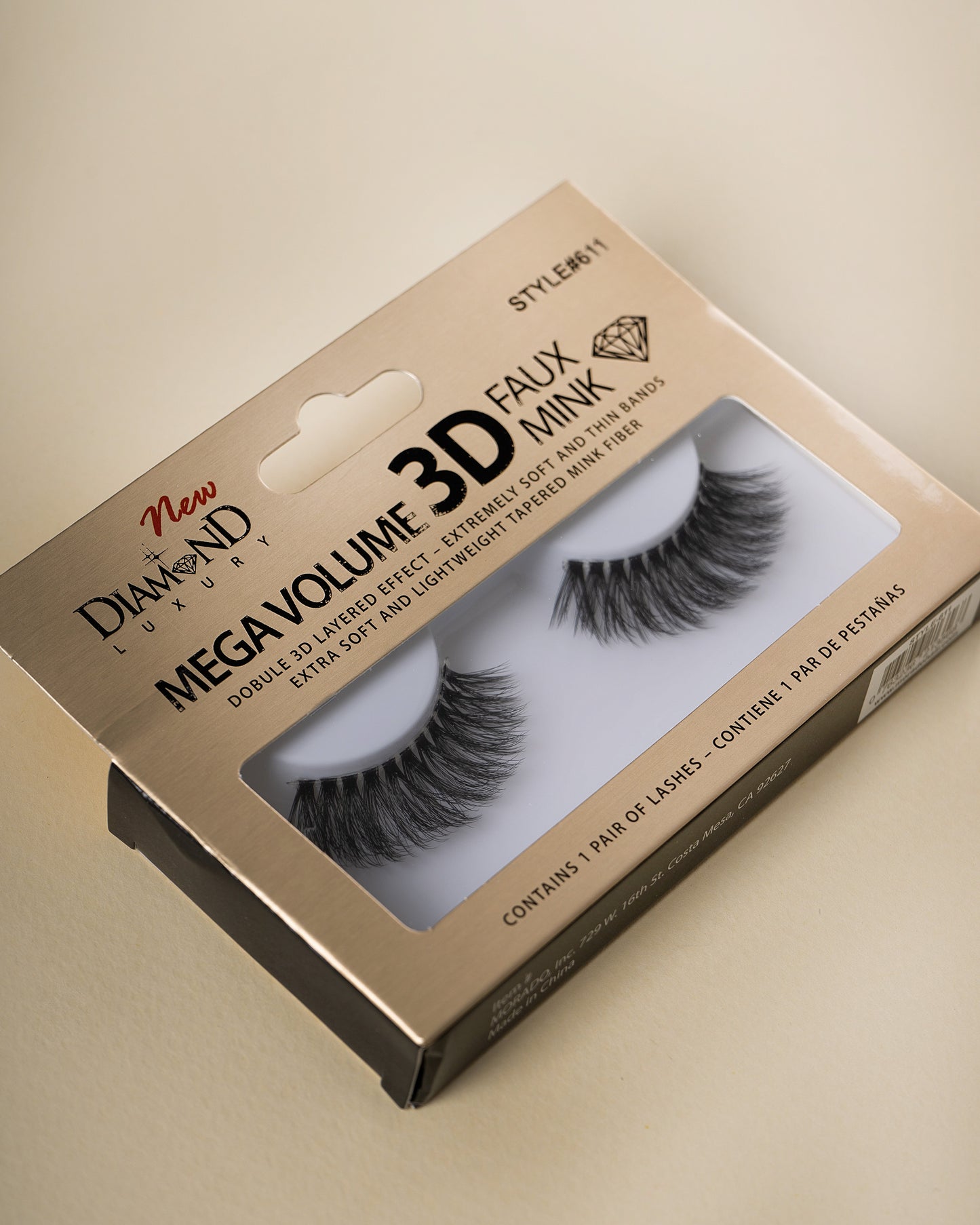 Diamond Mega Volume 3D Faux Mink Lashes Stye #613 – Wispy, Fluttery, Reusable, Dramatic Full Volume