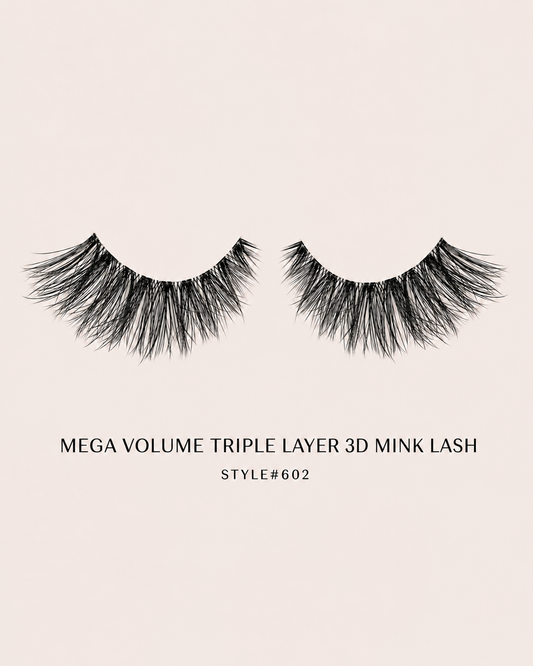 Diamond Mega Volume 3D Faux Mink Lashes  Style #602 – Wispy, Fluttery, Reusable, Dramatic Full Volume