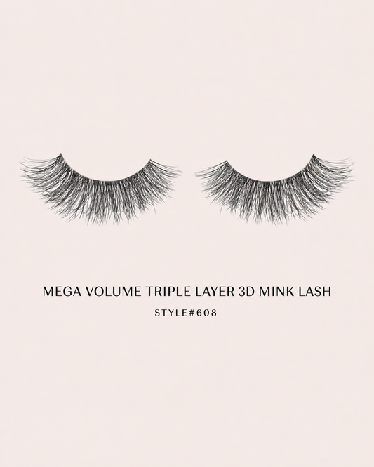 Diamond Mega Volume 3D Faux Mink Lashes Style #608 – Wispy, Fluttery, Reusable, Dramatic Full Volume