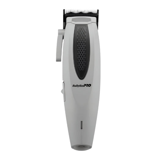 Hair clipper with black and gray design on a white background