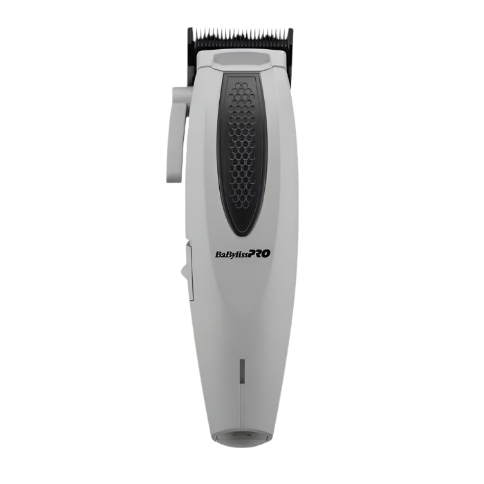 Hair clipper with black and gray design on a white background