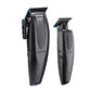 Two black hair clippers with visible brand logo on a light gray background