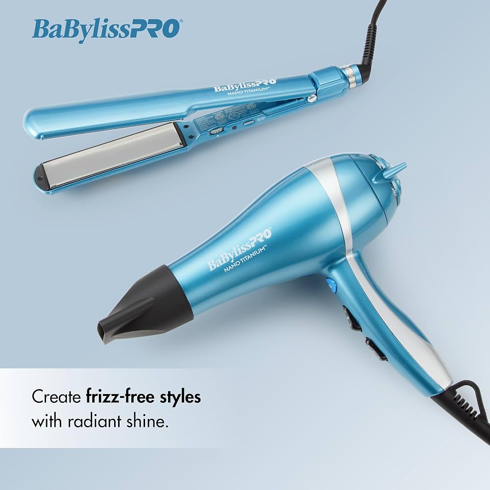 BABYLISSPRO LTD ED NANO TITANIUM HAIR DRYER & 1.5” ULTRA-THIN FLAT IRON GIFT SET