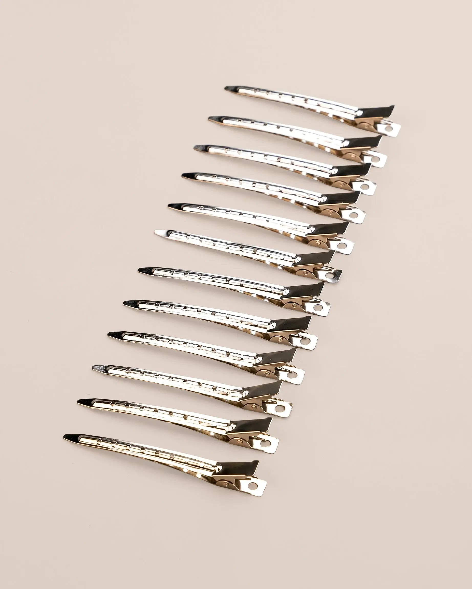 Diamond Metal Duckbill Clips (12 Pack) – Stainless Steel Sectioning Clips for Styling & Hair Extensions (3.5”) 