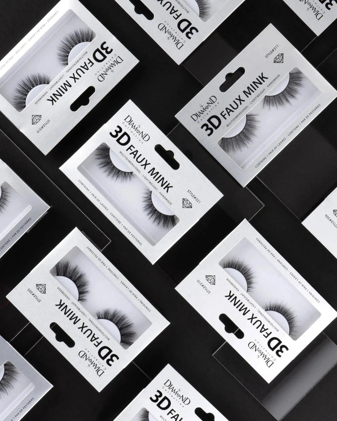Diamond 3D Faux Mink Lashes Style #324 – Voluminous, Multi-Layered, Reusable, Dramatic Full Glam