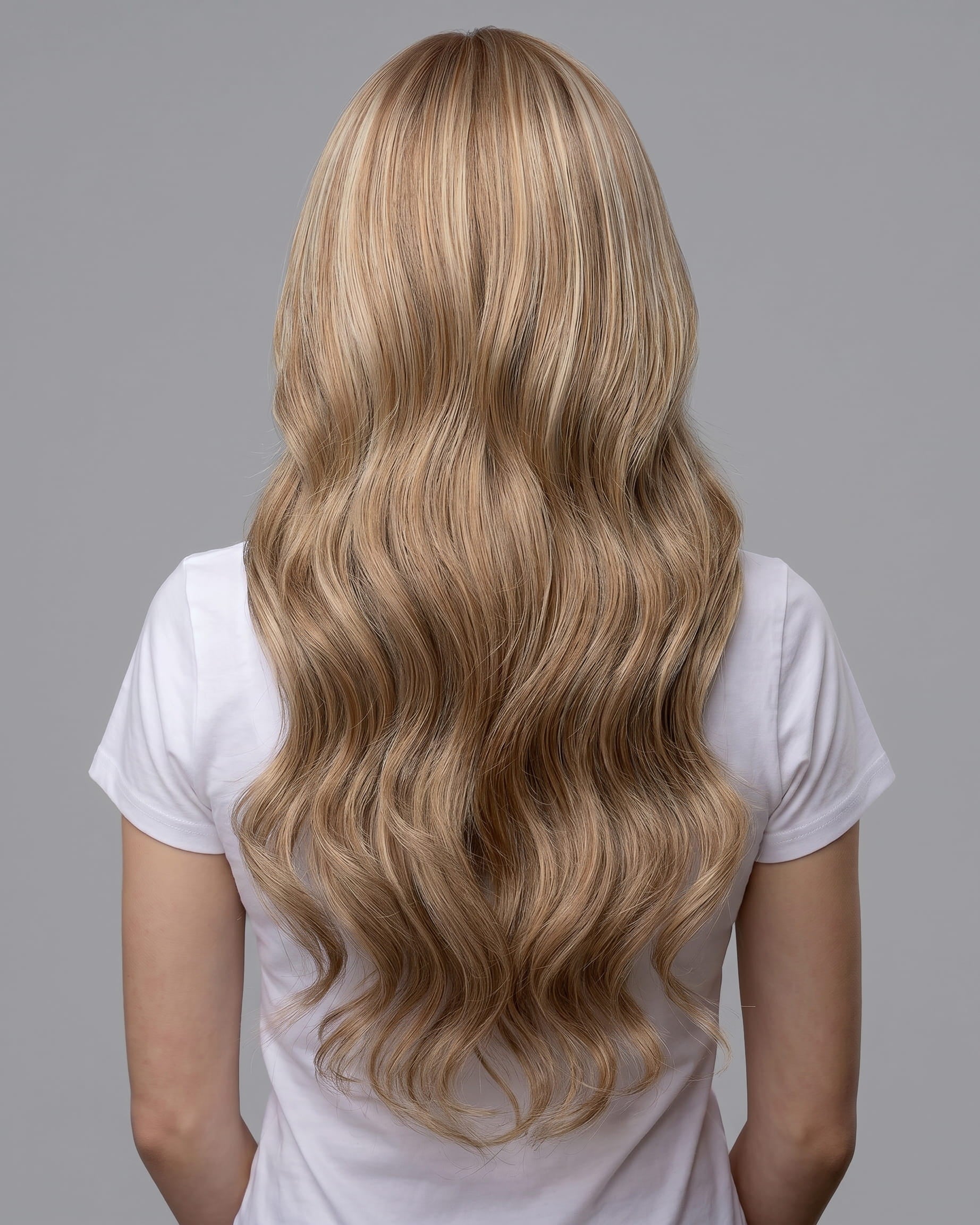Remy Human Hair Extension Medium_Brown_Platinum_Blonde_4_613_back