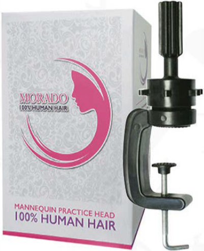 PRACTICE MANNEQUIN HEADS WITH CLAMP-100% HUMAN HAIR