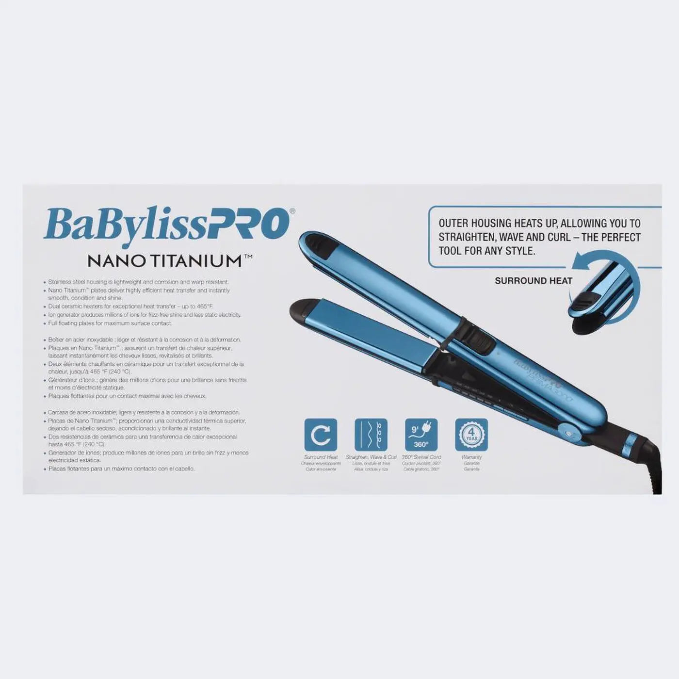 BaBylissPRO NANO TITANIUM LIMITED EDITION BLACK AND BLUE PRIMA3000 1¼" IONIC STYLING IRON BaBylissPRO