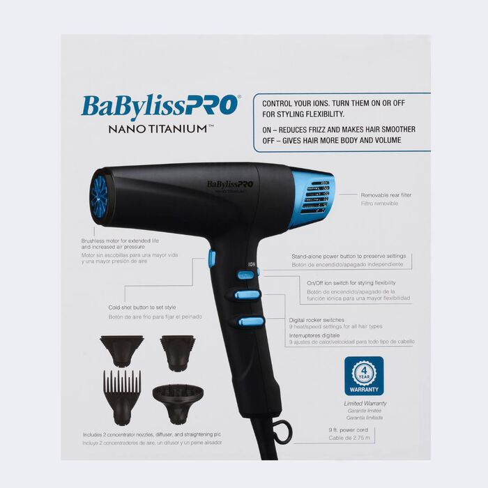 BABYLISSPRO NANO TITANIUM PRO HIGH-SPEED DUAL IONIC DRYER