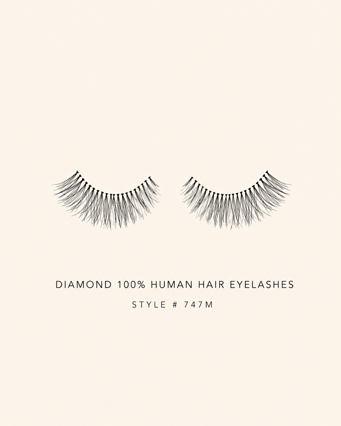 Diamond 100% Human Hair Eyelashes Style #747M – Handmade, Natural Look, Soft Bands, Reusable Lashes