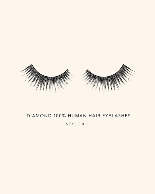 Diamond 100% Human Hair Eyelashes Style #1 – Handmade, Natural Look, Soft Bands, Reusable Lashes