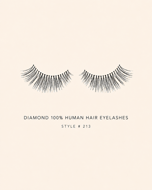 Diamond 100% Human Hair Eyelashes Style #213 – Handmade, Natural Look, Soft Bands, Reusable Lashes