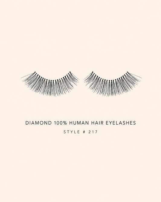 Diamond 100% Human Hair Eyelashes Style #217 – Handmade, Natural Look, Soft Bands, Reusable Lashes