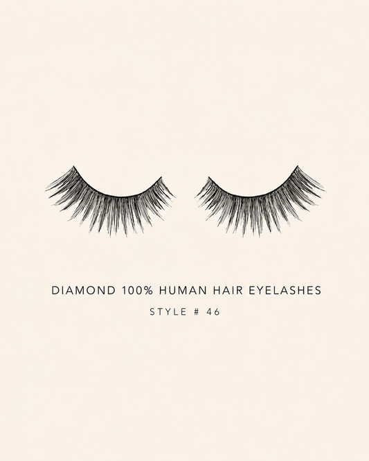 Diamond 100% Human Hair Eyelashes Style #46 – Handmade, Natural Look, Soft Bands, Reusable Lashes