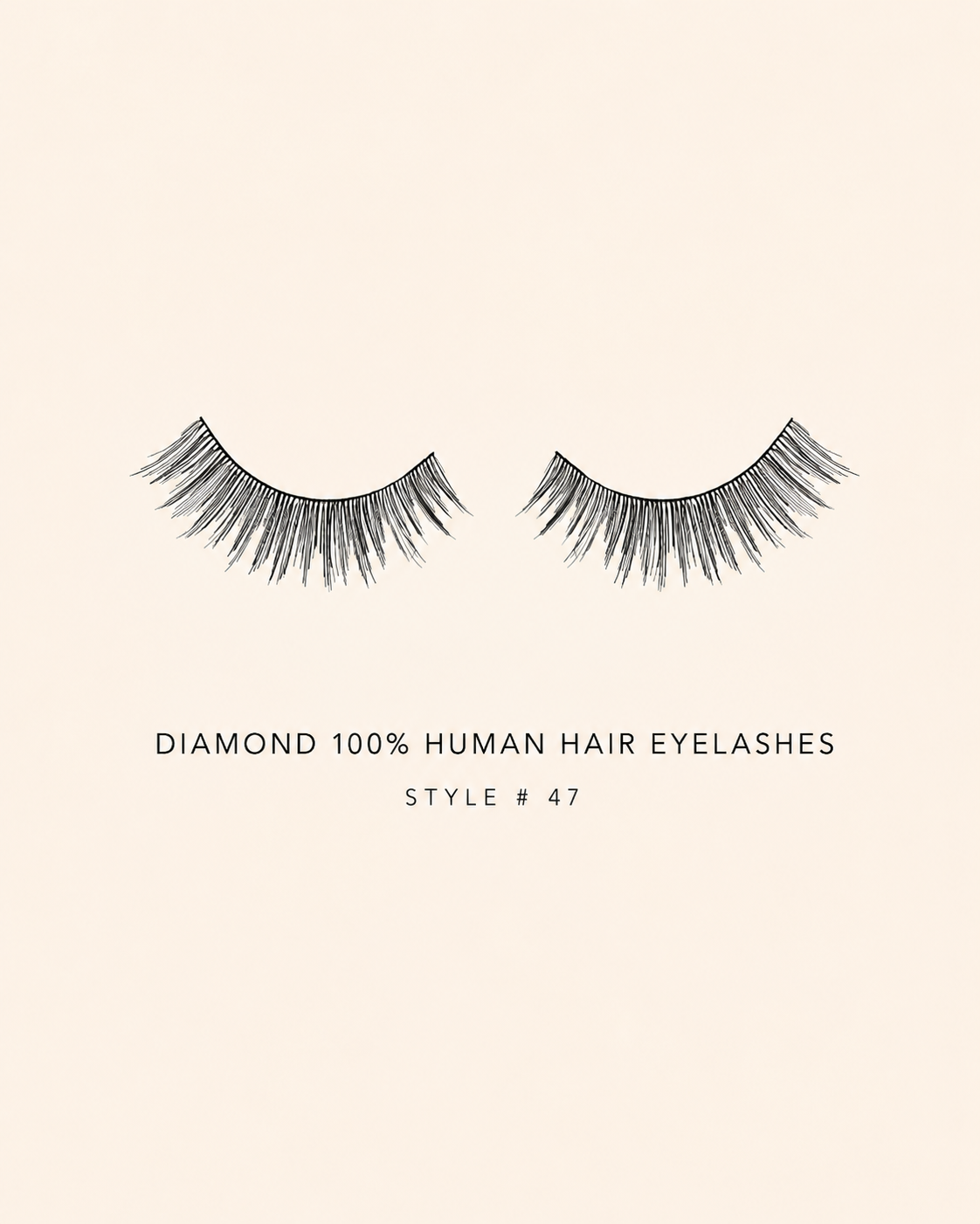 Diamond 100% Human Hair Eyelashes Style #47 – Handmade, Natural Look, Soft Bands, Reusable Lashes