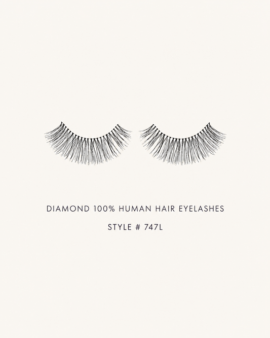 Diamond 100% Human Hair Eyelashes Style #747L – Handmade, Natural Look, Soft Bands, Reusable Lashes
