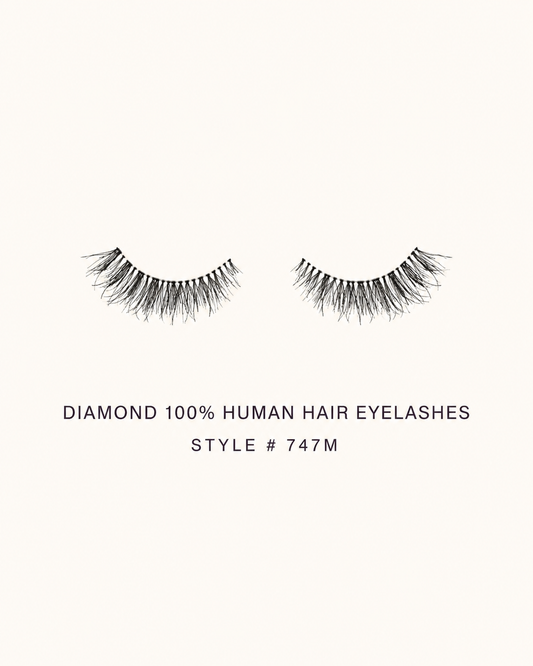 Diamond 100% Human Hair Eyelashes Style #747M – Handmade, Natural Look, Soft Bands, Reusable Lashes