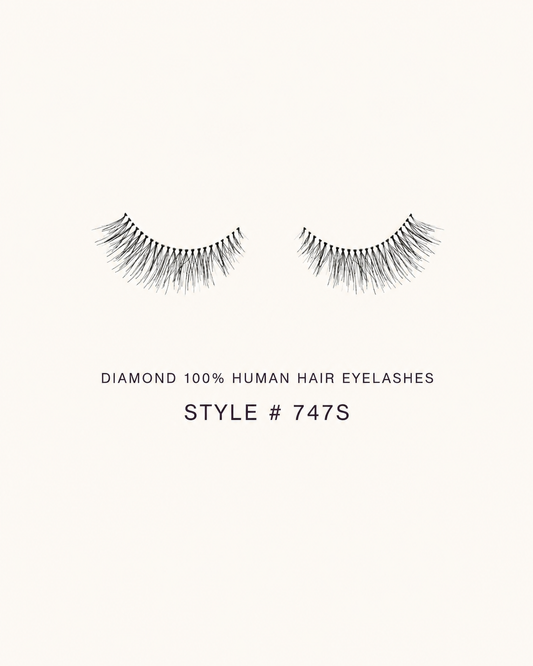 Diamond 100% Human Hair Eyelashes Style #747S – Handmade, Natural Look, Soft Bands, Reusable Lashes