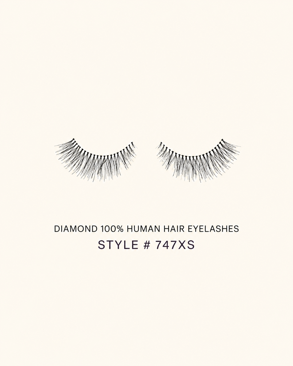 Diamond 100% Human Hair Eyelashes Style #747XS – Handmade, Natural Look, Soft Bands, Reusable Lashes