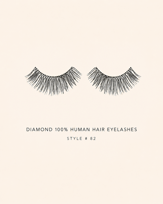 Diamond 100% Human Hair Eyelashes  Style #82 – Handmade, Natural Look, Soft Bands, Reusable Lashes