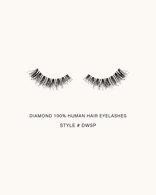 Diamond 100% Human Hair Eyelashes Style #D.WISPY – Handmade, Natural Look, Soft Bands, Reusable Lashes