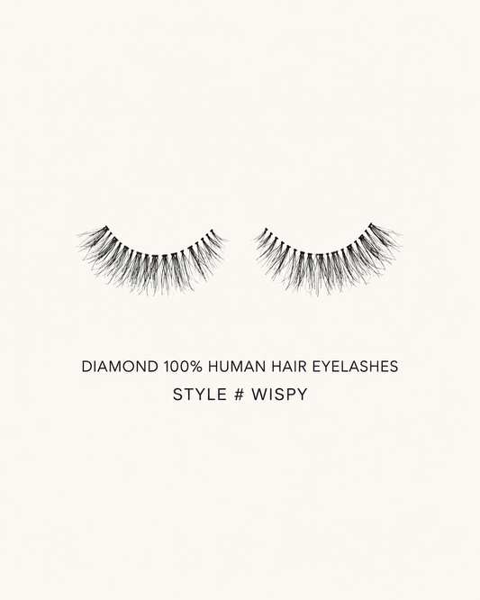 Diamond 100% Human Hair Eyelashes Style #WISPY – Handmade, Natural Look, Soft Bands, Reusable Lashes